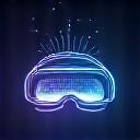 Abstract VR headset with augmented reality elements