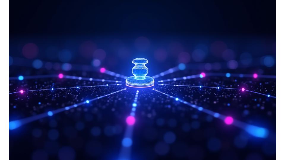 Digital agreement with abstract legal symbols and a glowing network representing secure data transfer at Horizon Stream Studios